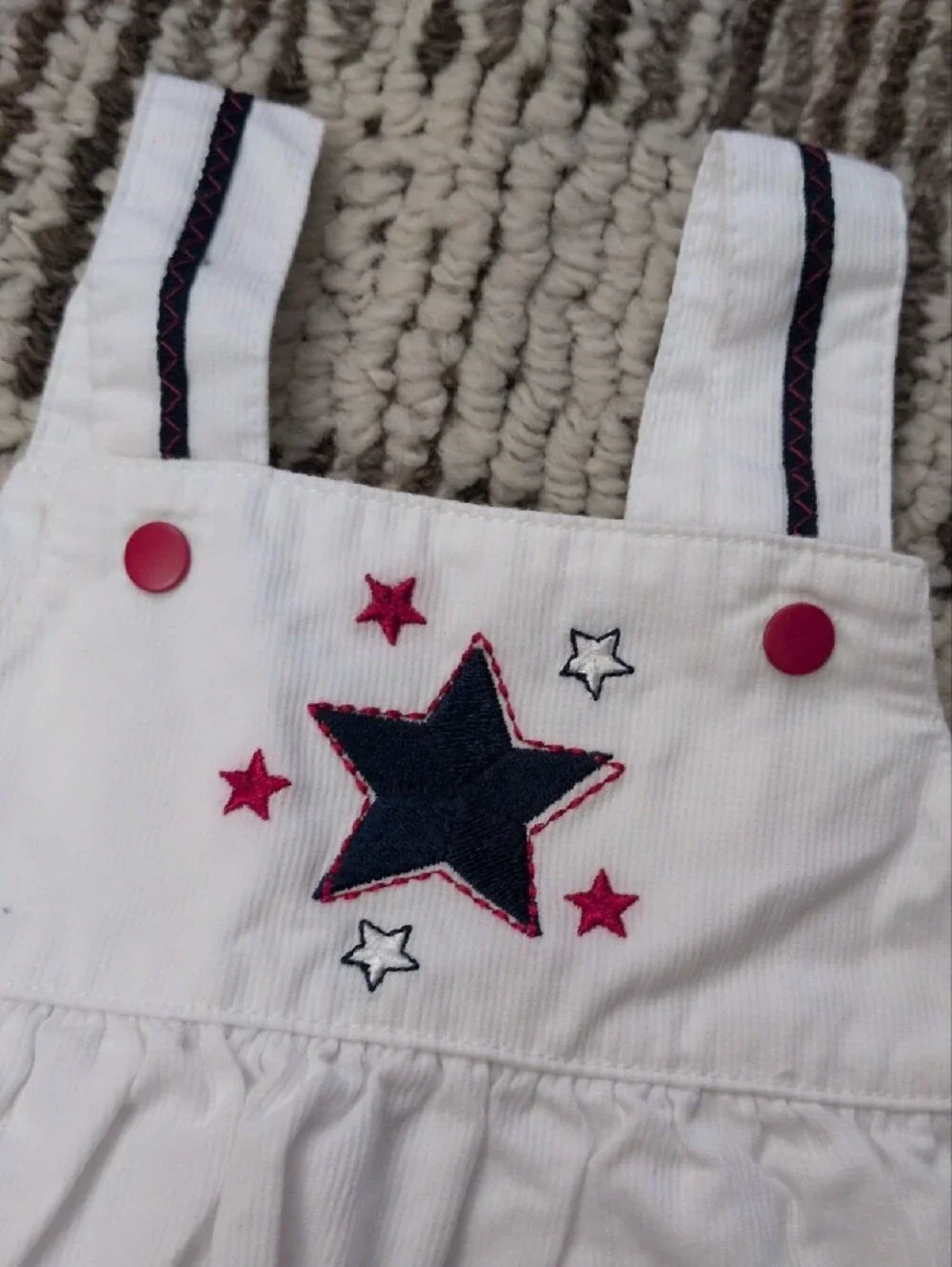 Carter's White Dress & Bloomer Set with Red and Navy Star Accents